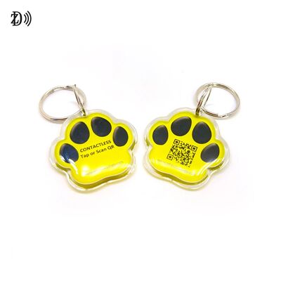 Waterproof Custom Printing 13.56MHz NTAG213 Keychain Lost Tracking Epoxy Edge Epoxy Pet ID Tag for Dog & Cat Identification