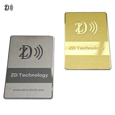 Thẻ kinh doanh NFC kim loại thiết kế tùy chỉnh NTAG216 888 Byte 13.56MHz Thẻ thăm kim loại thép không gỉ RFID
