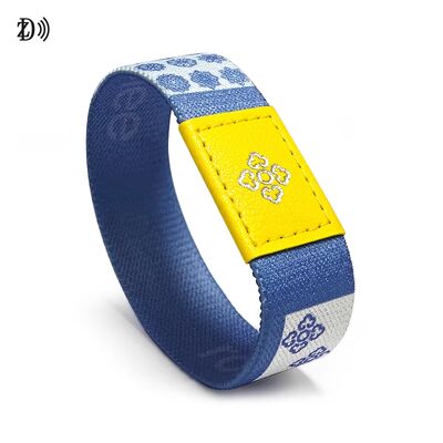 Vòng đeo tay co giãn tùy chỉnh RFID 13.56MHz NFC bằng cao su bền với dây co giãn polyester cho kiểm soát truy cập