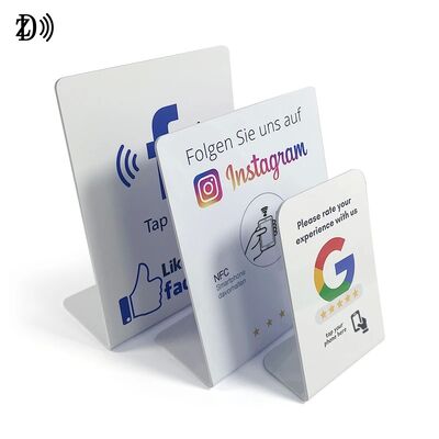 Chân đế NFC Logo Tùy chỉnh, Mạng xã hội, Đánh giá, Thẻ NFC NTAG213 PVC, Chân đế hiển thị menu